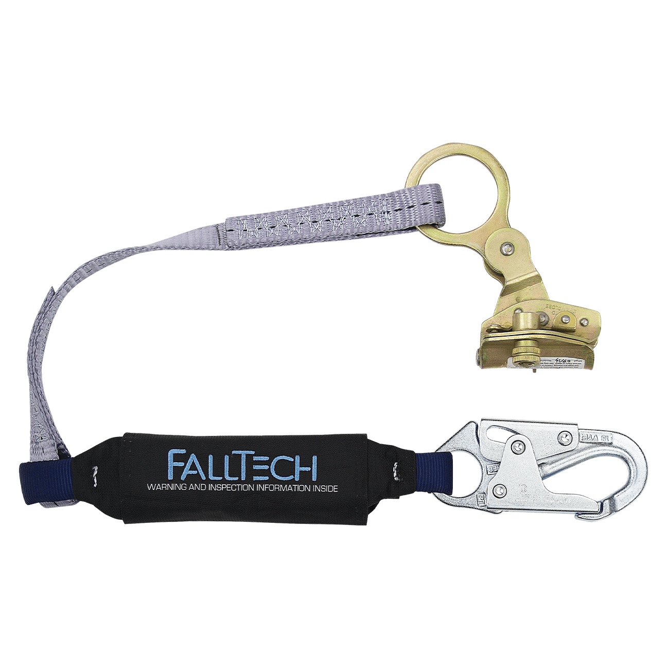 FallTech Hinged Trailing Rope Adjuster with 3' ViewPack Energy Absorbing Lanyard - 8358