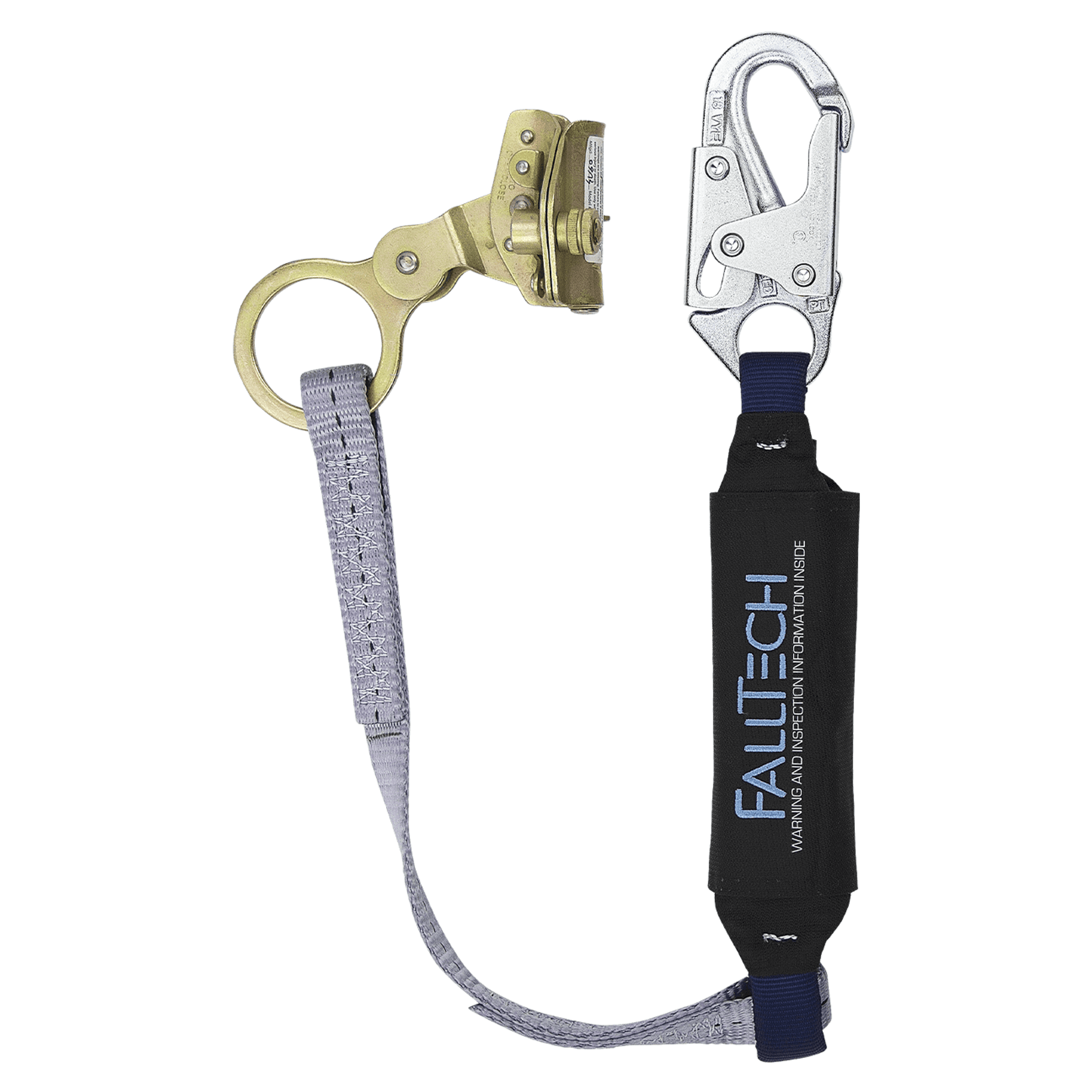 FallTech Hinged Trailing Rope Adjuster with 3' ViewPack Energy Absorbing Lanyard - 8358