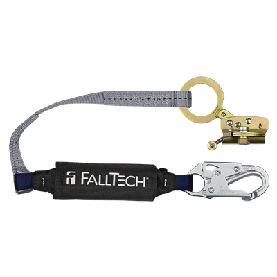 FallTech Hinged Trailing Fall Arrester with Anti-panic and 3' ViewPack Energy Absorbing Lanyard - 8388