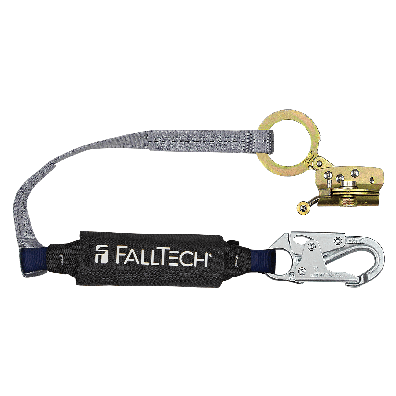 FallTech Hinged Trailing Fall Arrester with Anti-panic and 3' ViewPack Energy Absorbing Lanyard - 8388