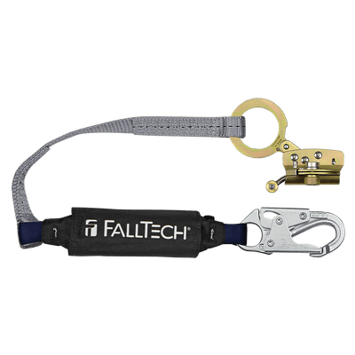 FallTech Hinged Trailing Fall Arrester with Anti-panic and 3' ViewPack Energy Absorbing Lanyard - 8388