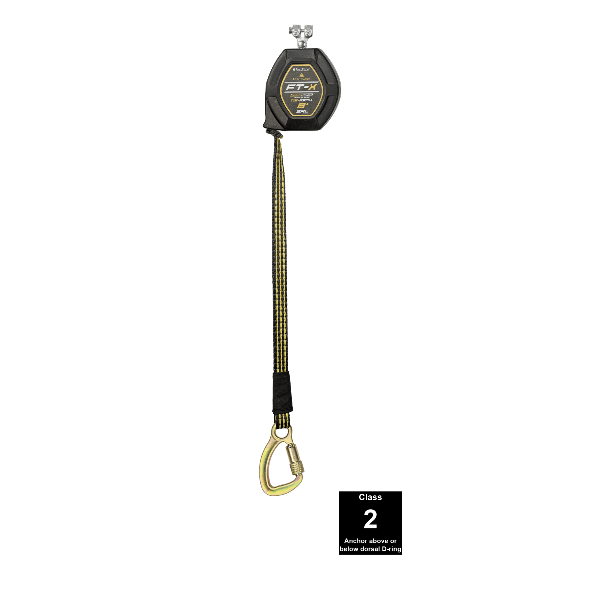 FallTech 8' FT-X EdgeCore Arc Flash Tie-Back Class 2 Leading Edge SRL-P - Replacement-leg with Steel 5k Carabiner - 84008RP8