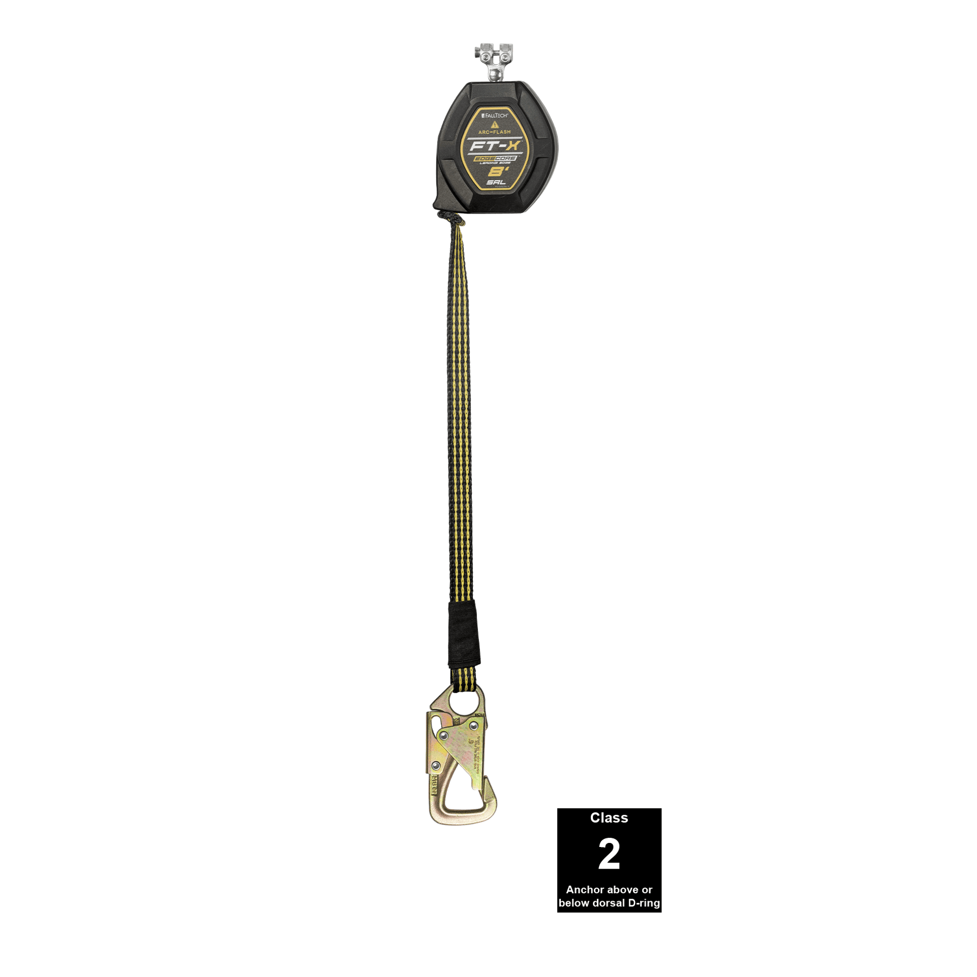FallTech 8' FT-X EdgeCore Arc Flash Tie-Back Class 2 Leading Edge SRL-P - Replacement-leg with Steel 5k Snap Hook - 84008RP8S