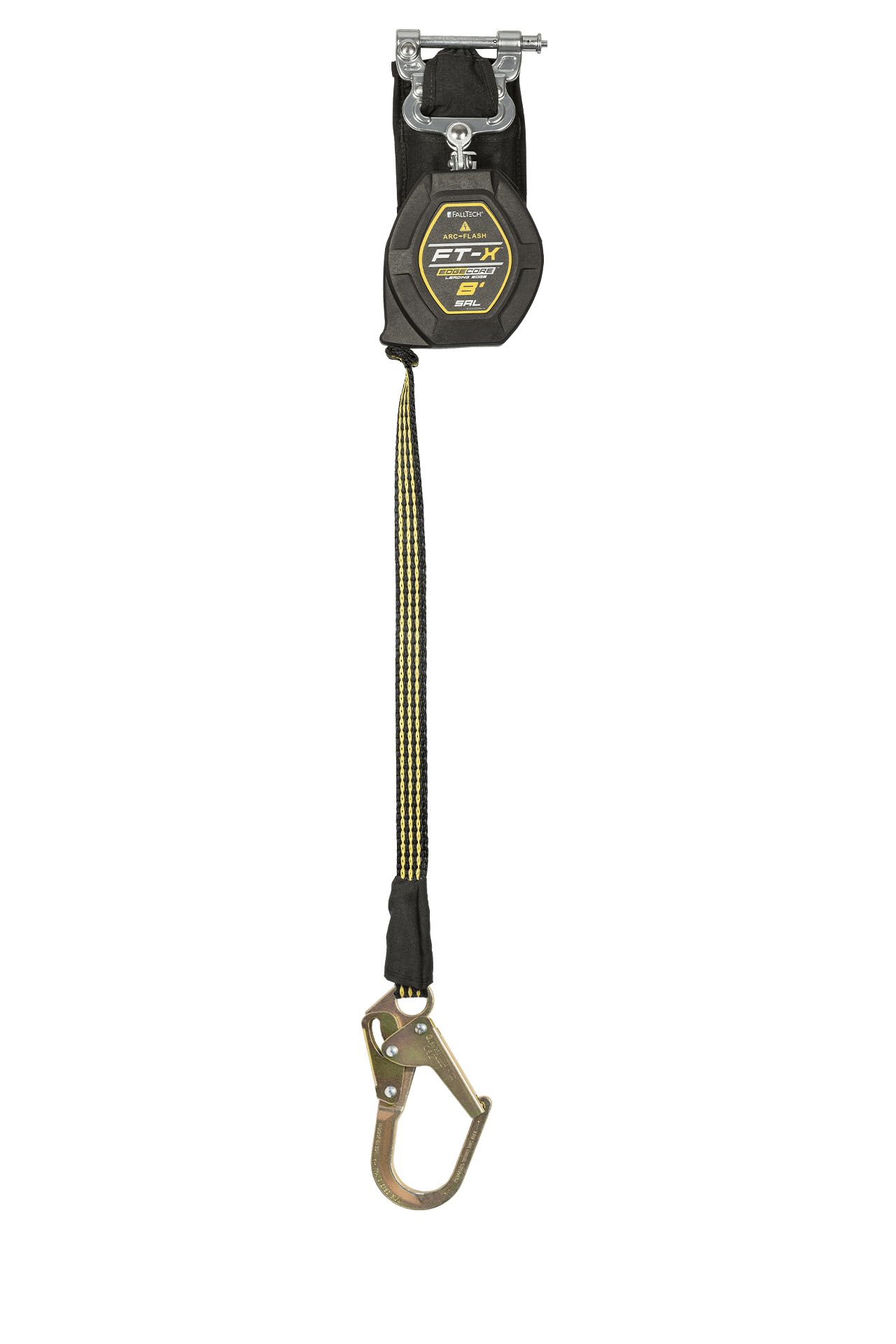 FallTech 8' FT-X EdgeCore Arc Flash Class 2 Leading Edge SRL-P - Single-leg with Steel Mini Rebar Hook - 84008SP0