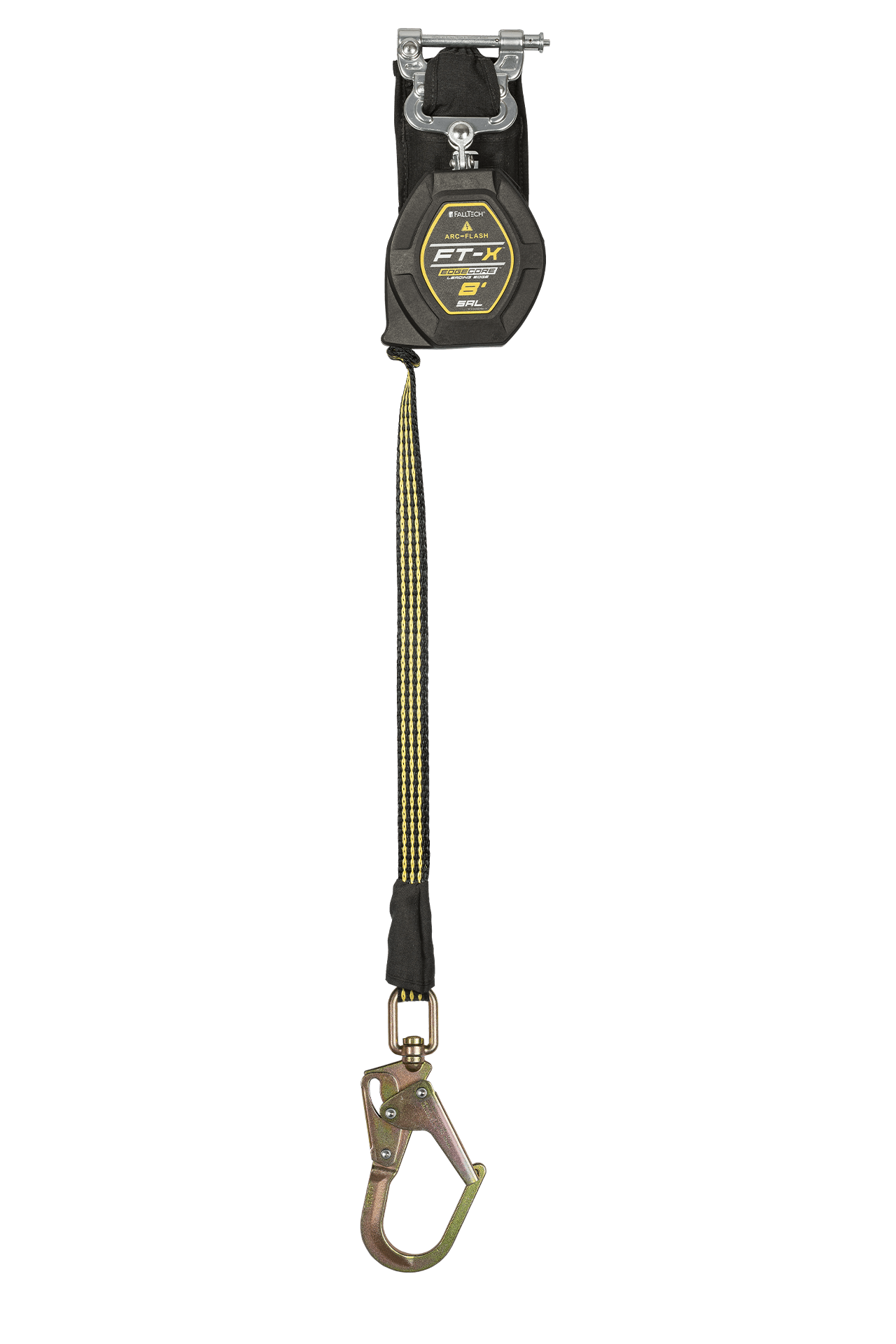 FallTech 8' FT-X EdgeCore Arc Flash Class 2 Leading Edge SRL-P - Single-leg with Steel Mini Swivel Rebar Hook - 84008SP0S