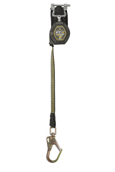 FallTech 8' FT-X EdgeCore Arc Flash Class 2 Leading Edge SRL-P - Single-leg with Steel Mini Swivel Rebar Hook - 84008SP0S