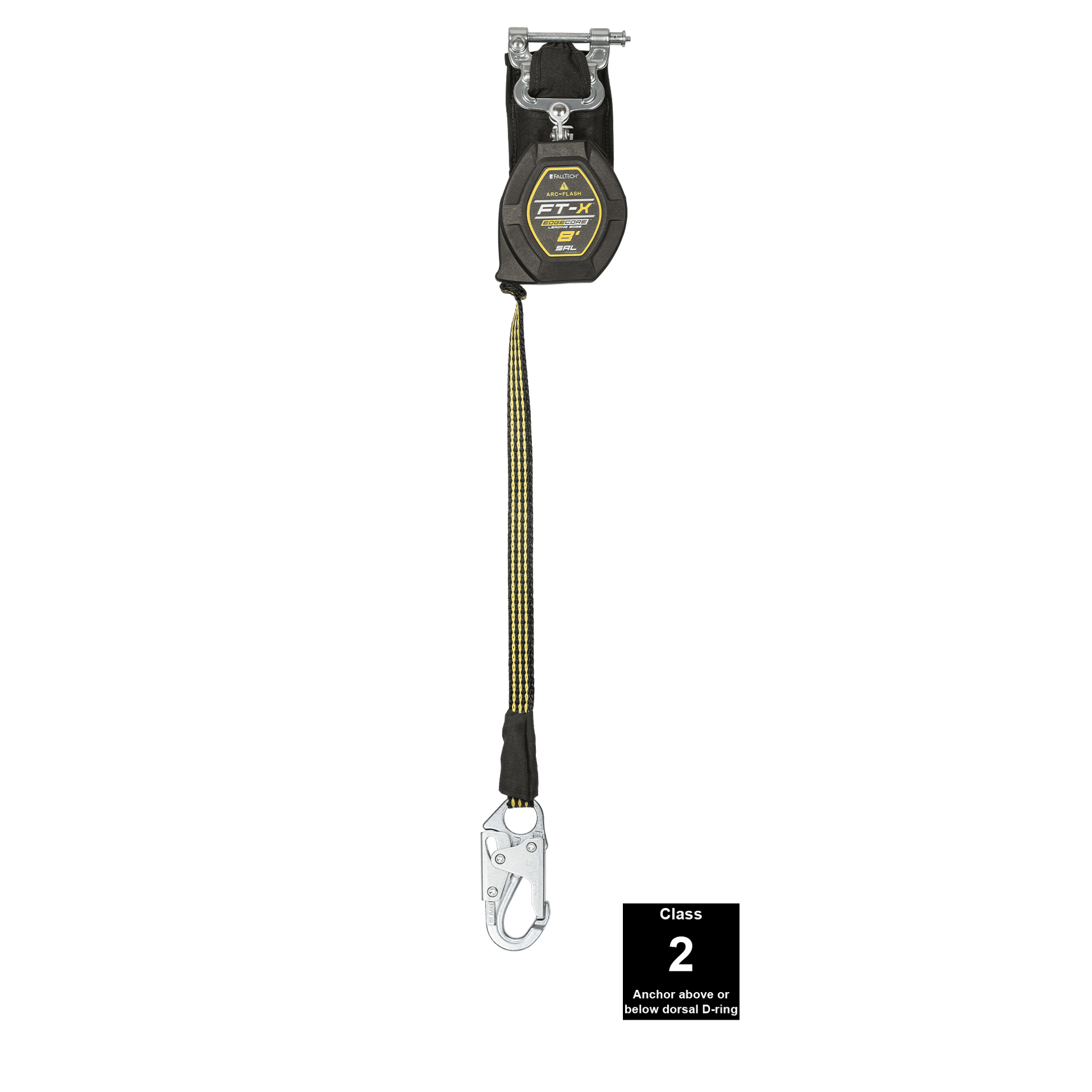 FallTech 8' FT-X EdgeCore Arc Flash Class 2 Leading Edge SRL-P - Single-leg with Steel Snap Hook - 84008SP1