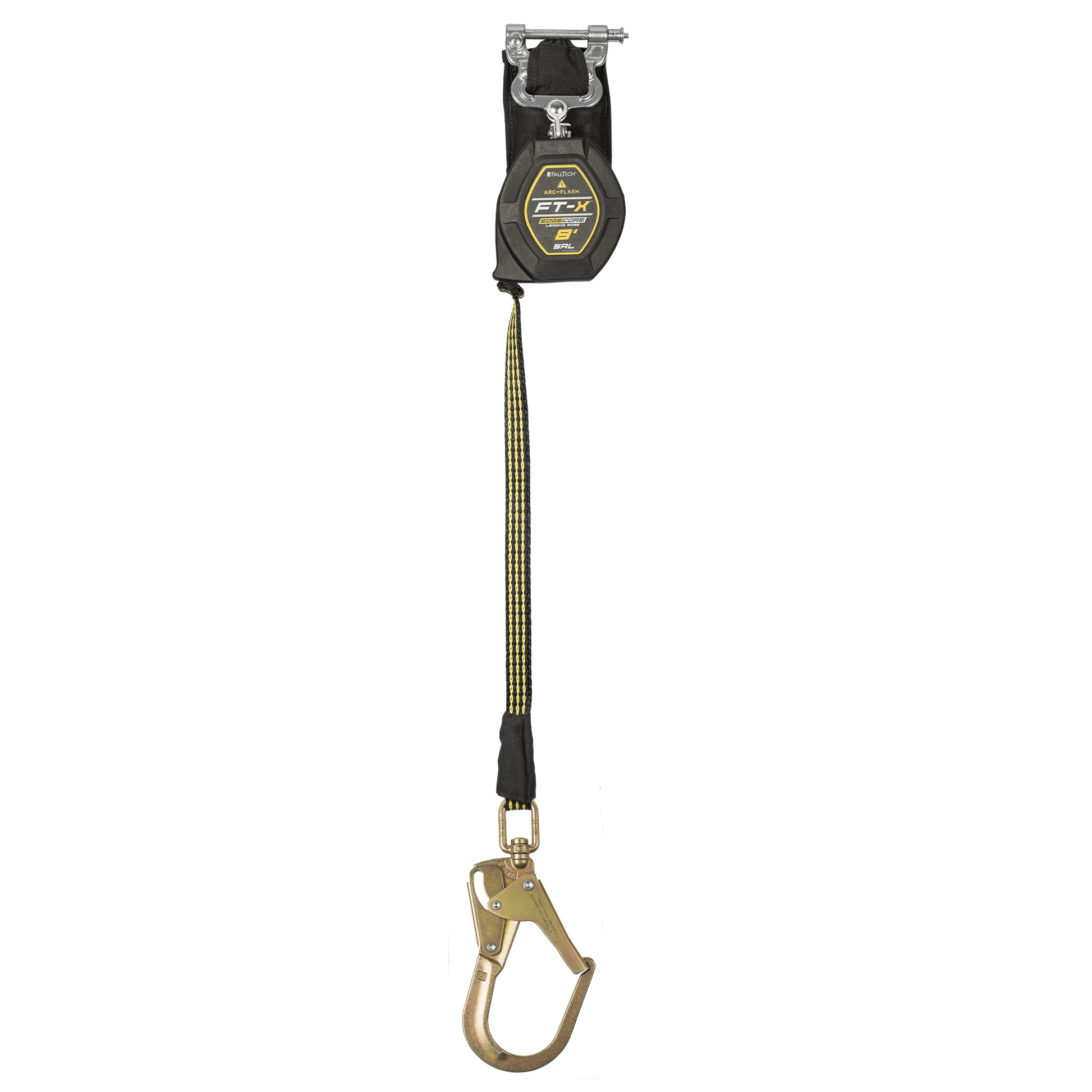 FallTech 8' FT-X EdgeCore Arc Flash Class 2 Leading Edge SRL-P - Single-leg with Steel Swivel Rebar Hook - 84008SP3S