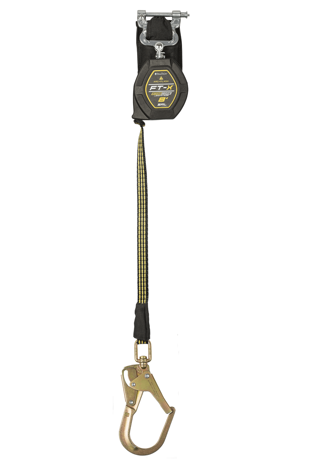 FallTech 8' FT-X EdgeCore Arc Flash Class 2 Leading Edge SRL-P - Single-leg with Steel Swivel Rebar Hook - 84008SP3S