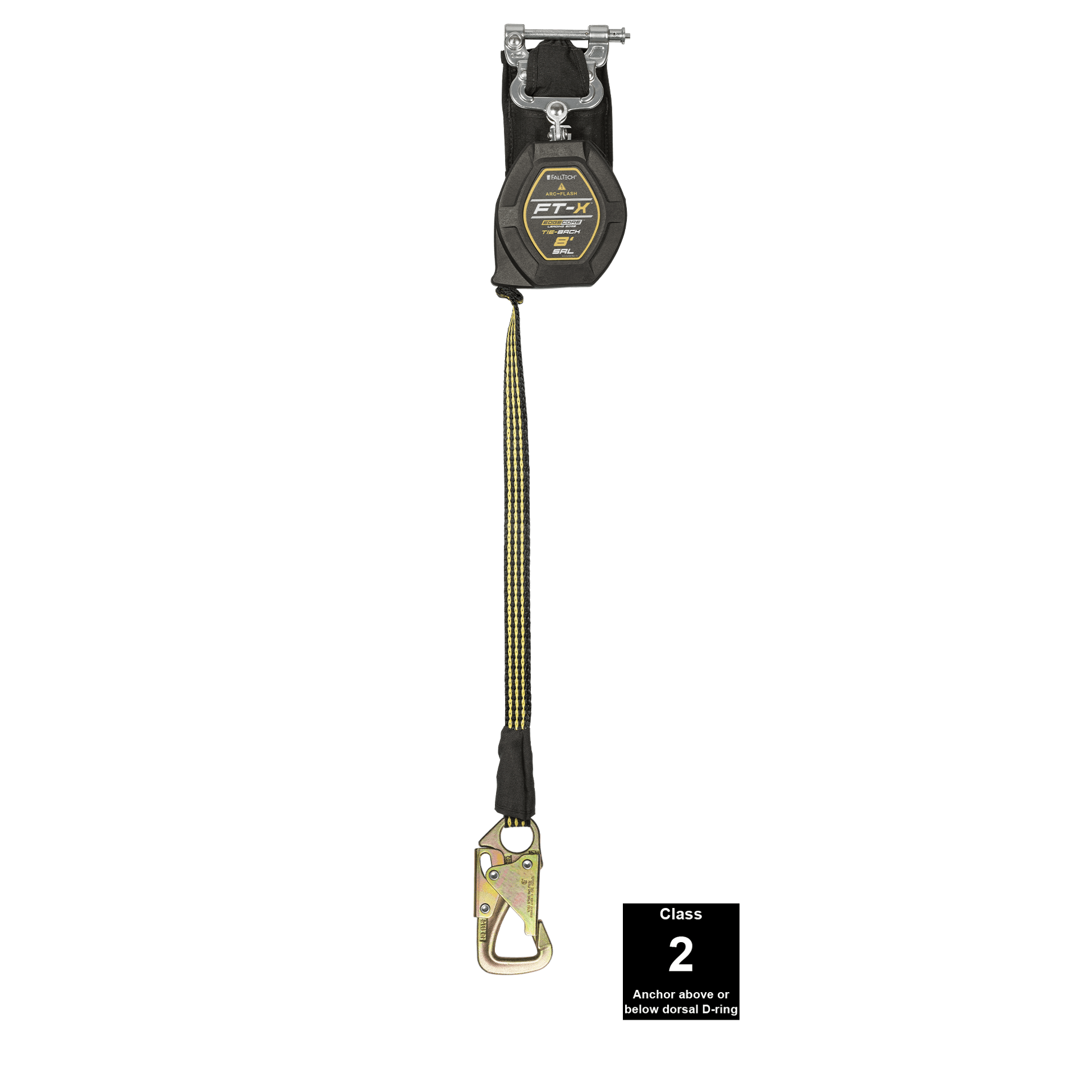 FallTech 8' FT-X EdgeCore Arc Flash Tie-Back Class 2 Leading Edge SRL-P - Single-leg with Steel 5k Snap Hook - 84008SP8S