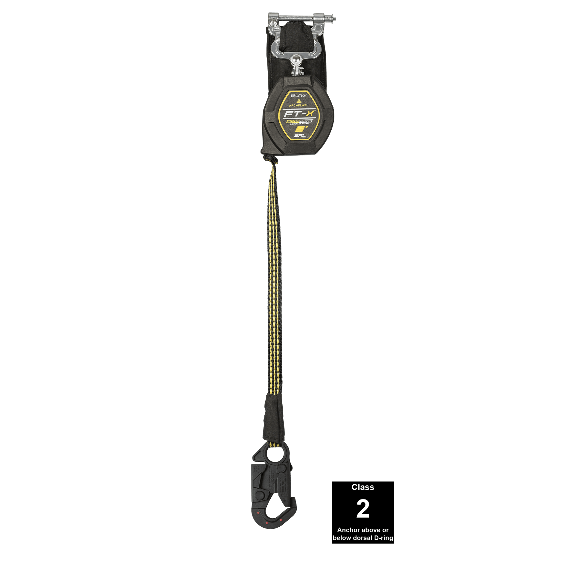 FallTech 8' FT-X EdgeCore Arc Flash Class 2 Leading Edge SRL-P - Single-leg with Dielectric Snap Hook - 84008SPD1