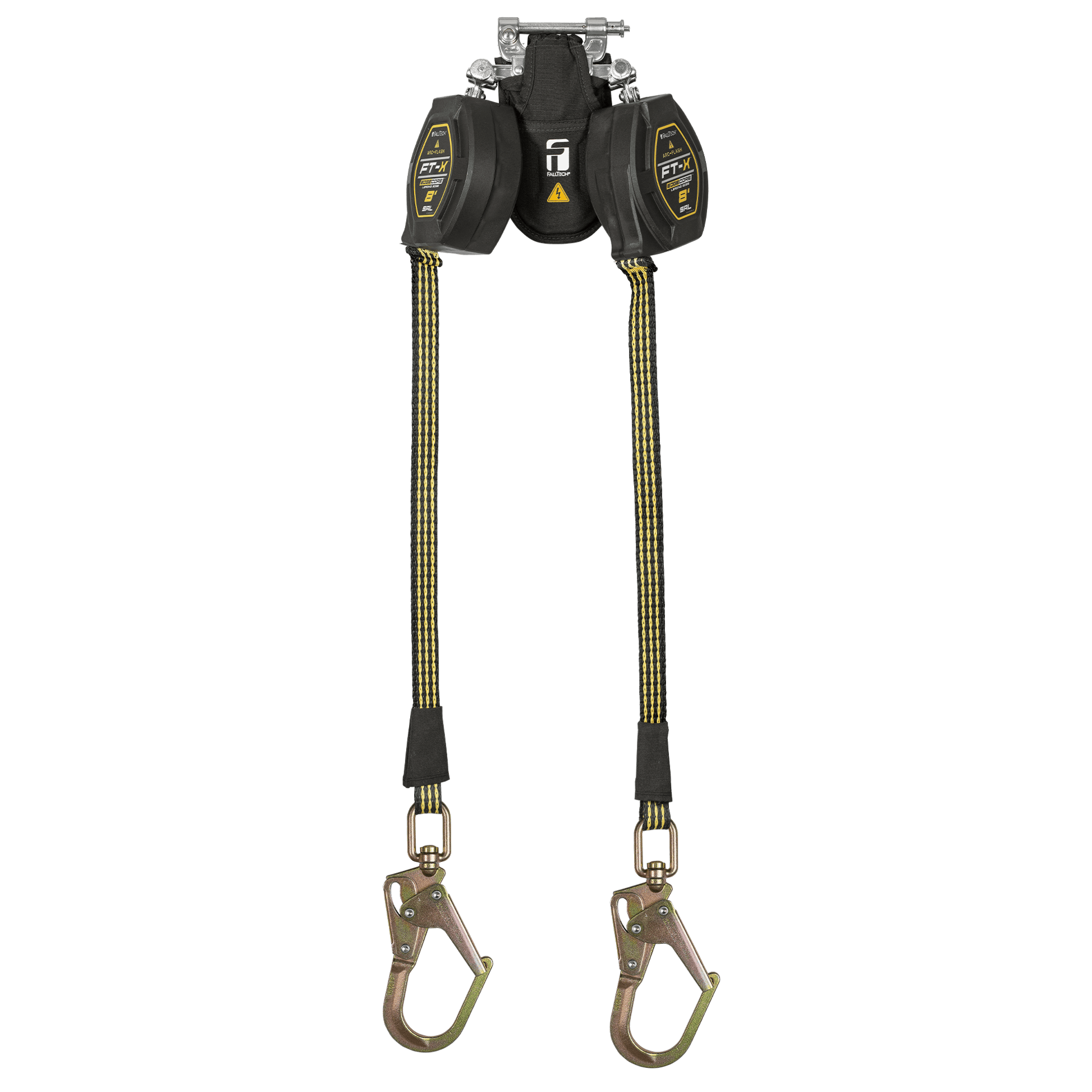 FallTech 8' FT-X EdgeCore Arc Flash Class 2 Leading Edge SRL-P - Twin-leg with Steel Mini Swivel Rebar Hooks - 84008TP0S