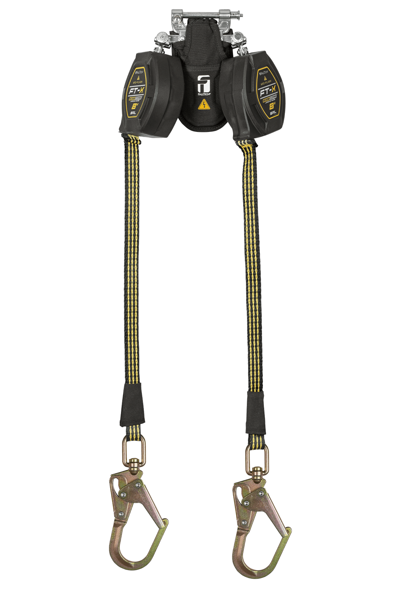 FallTech 8' FT-X EdgeCore Arc Flash Class 2 Leading Edge SRL-P - Twin-leg with Steel Mini Swivel Rebar Hooks - 84008TP0S