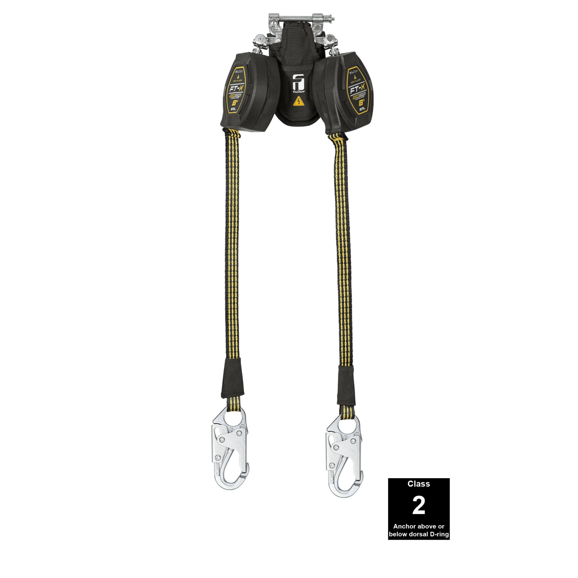 FallTech 8' FT-X EdgeCore Arc Flash Class 2 Leading Edge SRL-P - Twin-leg with Steel Snap Hooks - 84008TP1