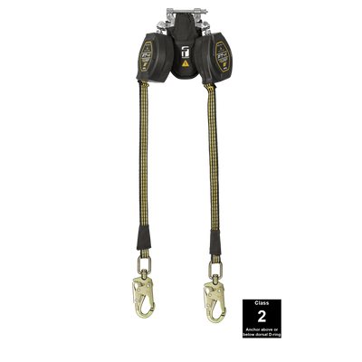 FallTech 8' FT-X EdgeCore Arc Flash Class 2 Leading Edge SRL-P - Twin-leg with Steel Swivel Snap Hooks - 84008TP2
