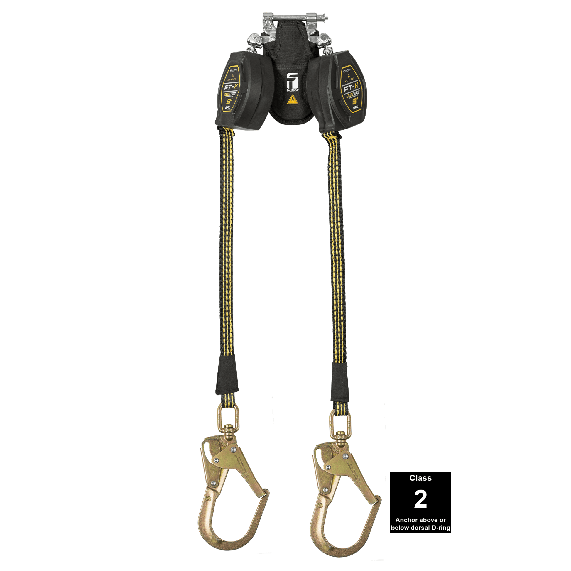 FallTech 8' FT-X EdgeCore Arc Flash Class 2 Leading Edge SRL-P - Twin-leg with Steel Swivel Rebar Hooks - 84008TP3S