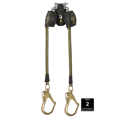 FallTech 8' FT-X EdgeCore Arc Flash Class 2 Leading Edge SRL-P - Twin-leg with Steel Swivel Rebar Hooks - 84008TP3S