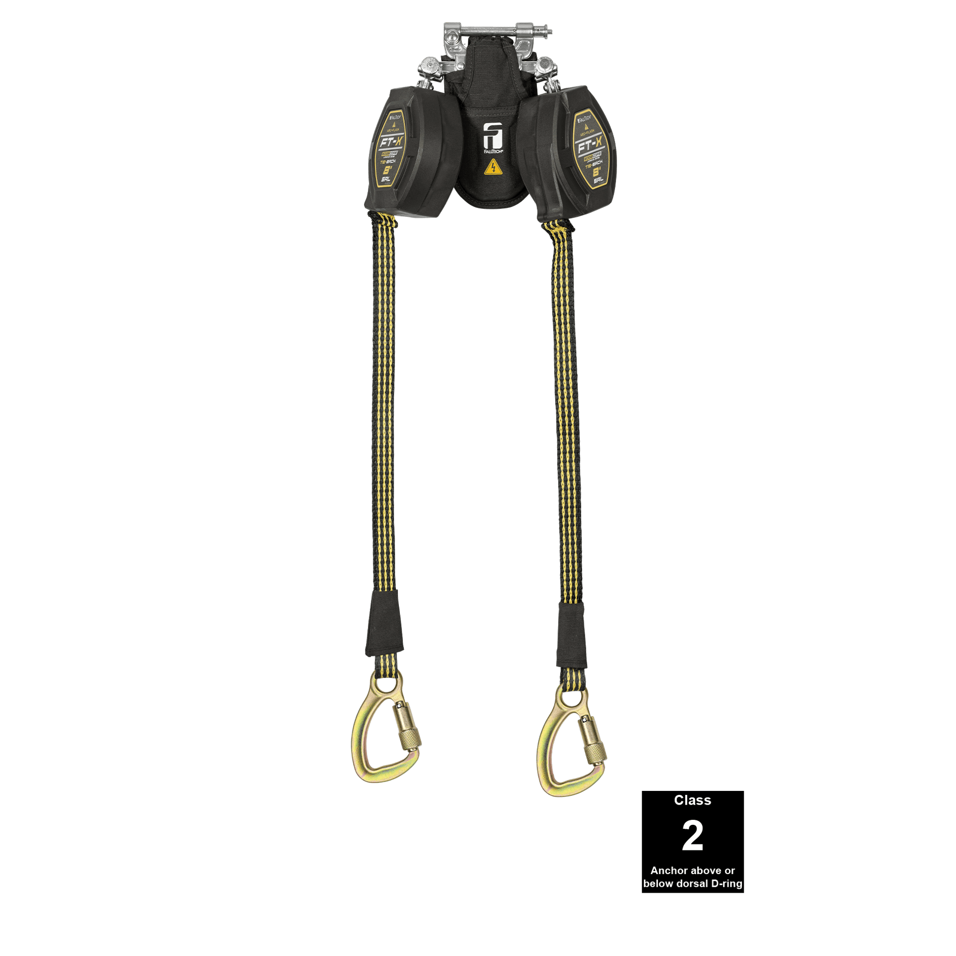 FallTech 8' FT-X EdgeCore Arc Flash Tie-Back Class 2 Leading Edge SRL-P - Twin-leg with Steel 5k Carabiners - 84008TP8