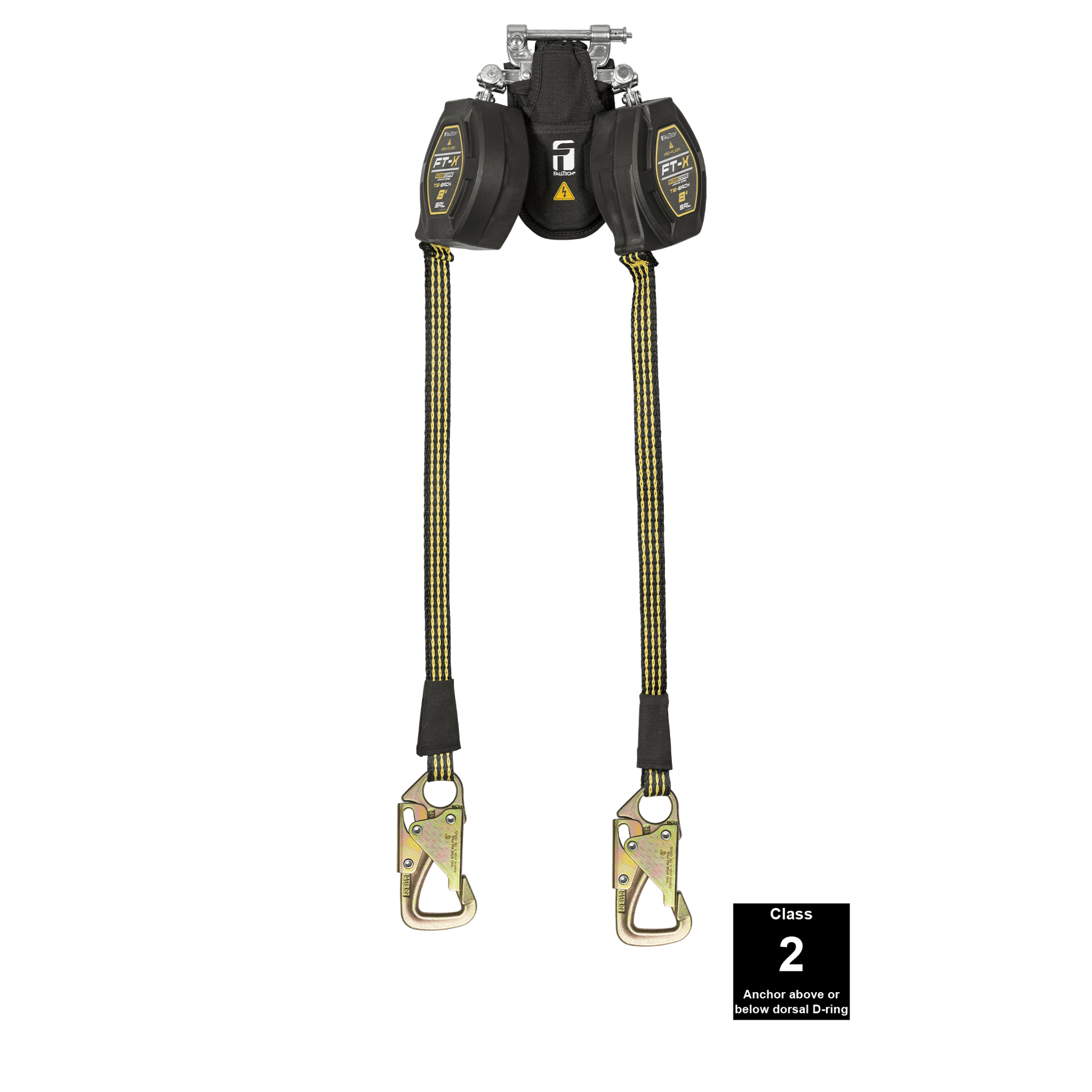 FallTech 8' FT-X EdgeCore Arc Flash Tie-Back Class 2 Leading Edge SRL-P - Twin-leg with Steel 5k Snap Hooks - 84008TP8S