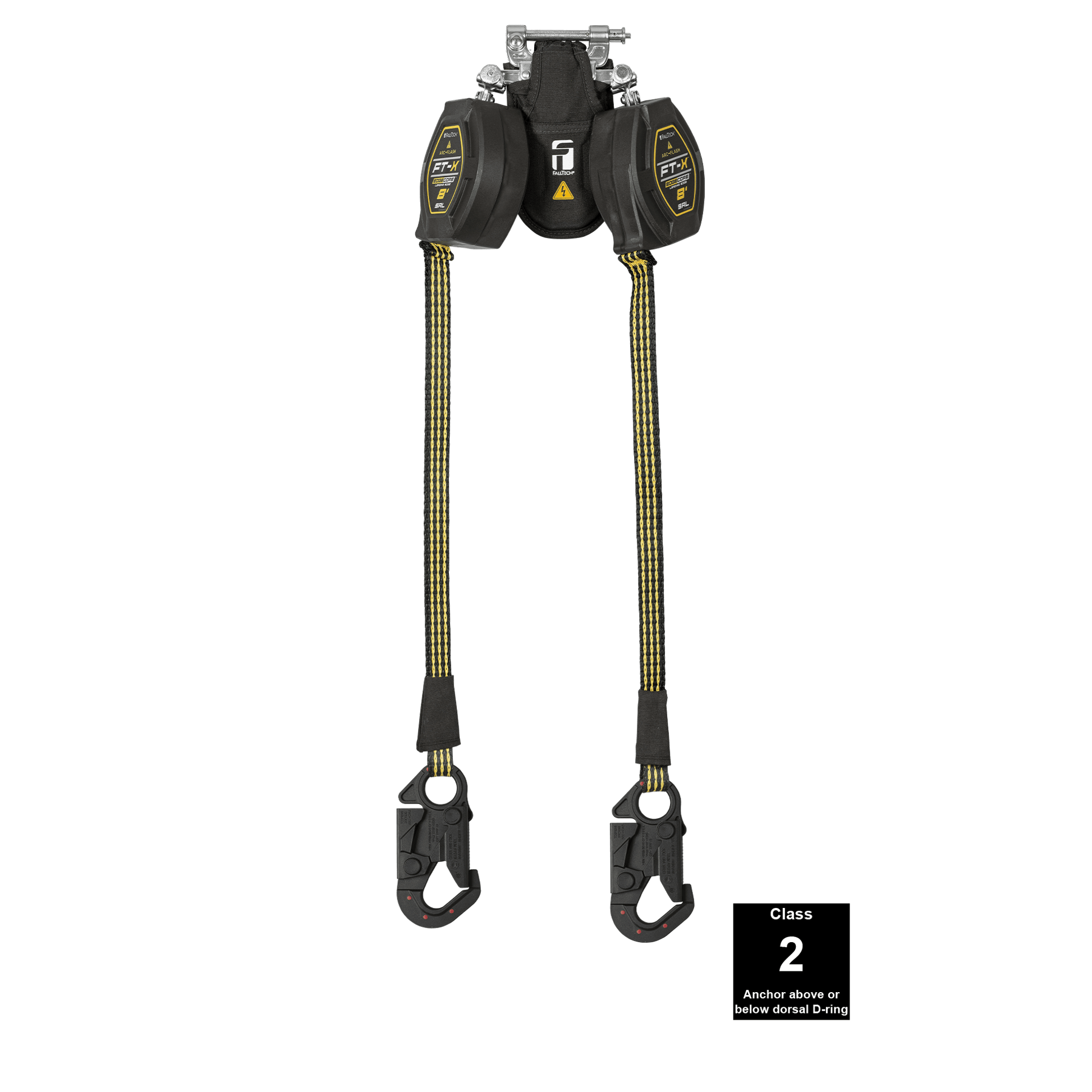 FallTech 8' FT-X EdgeCore Arc Flash Class 2 Leading Edge SRL-P - Twin-leg with Dielectric Snap Hooks - 84008TPD1