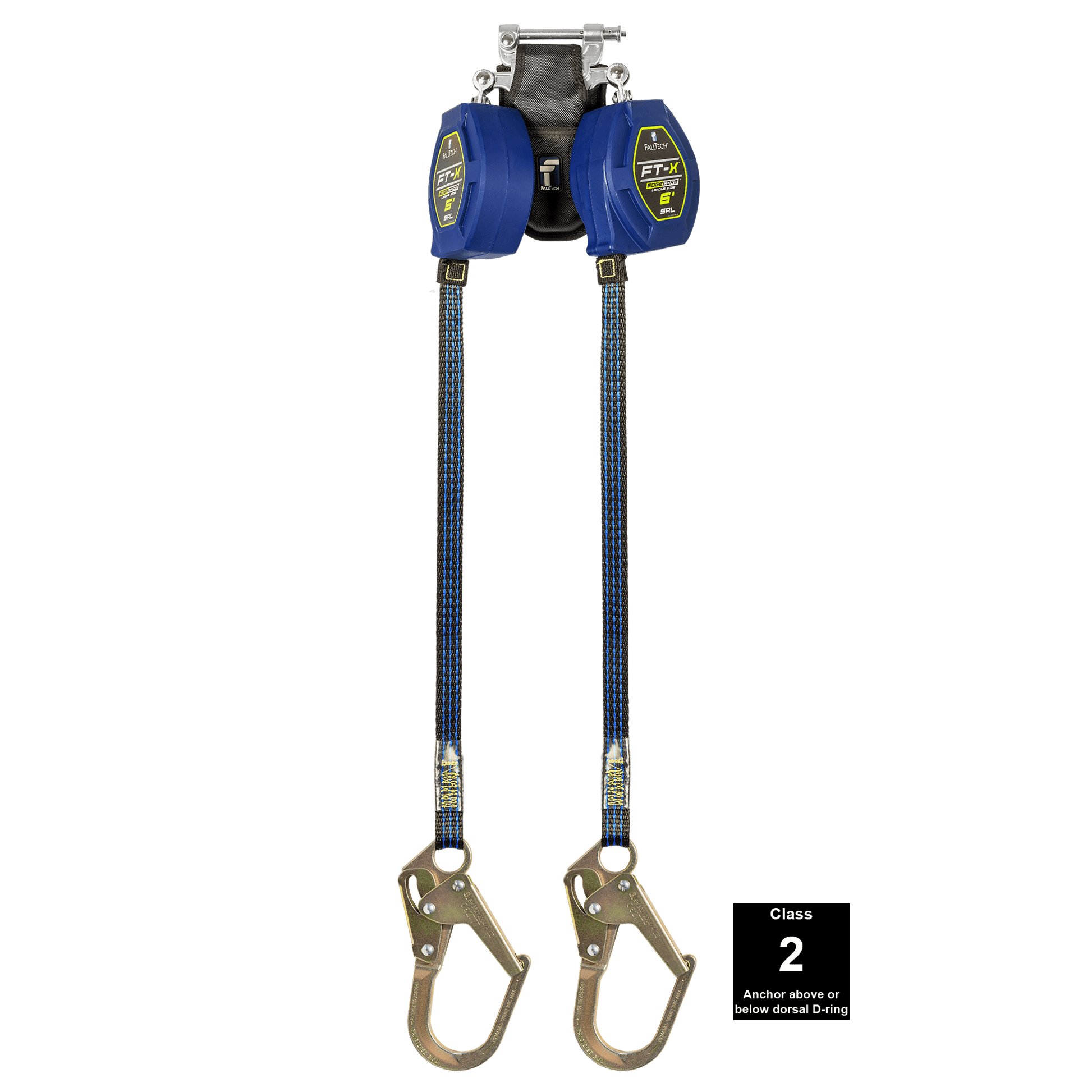 FallTech 6' FT-X Class 2 Twin Leg EdgeCore Leading Edge SRL - Steel Mini Rebar Hooks - 84106TP0