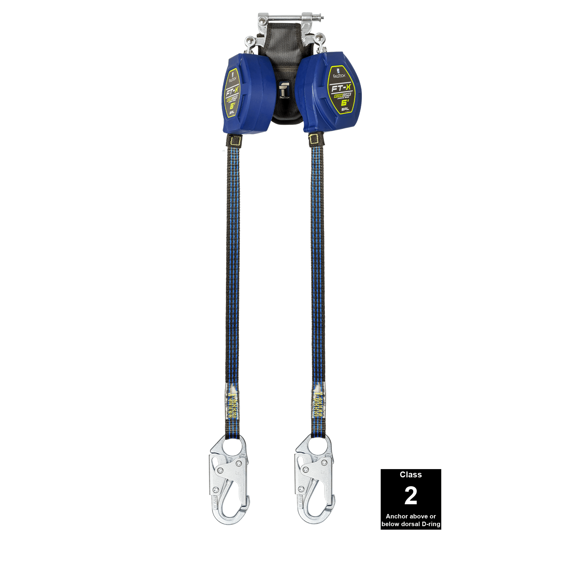 FallTech 6' FT-X Class 2 Twin Leg EdgeCore Leading Edge SRL - Steel Snap Hooks - 84106TP1