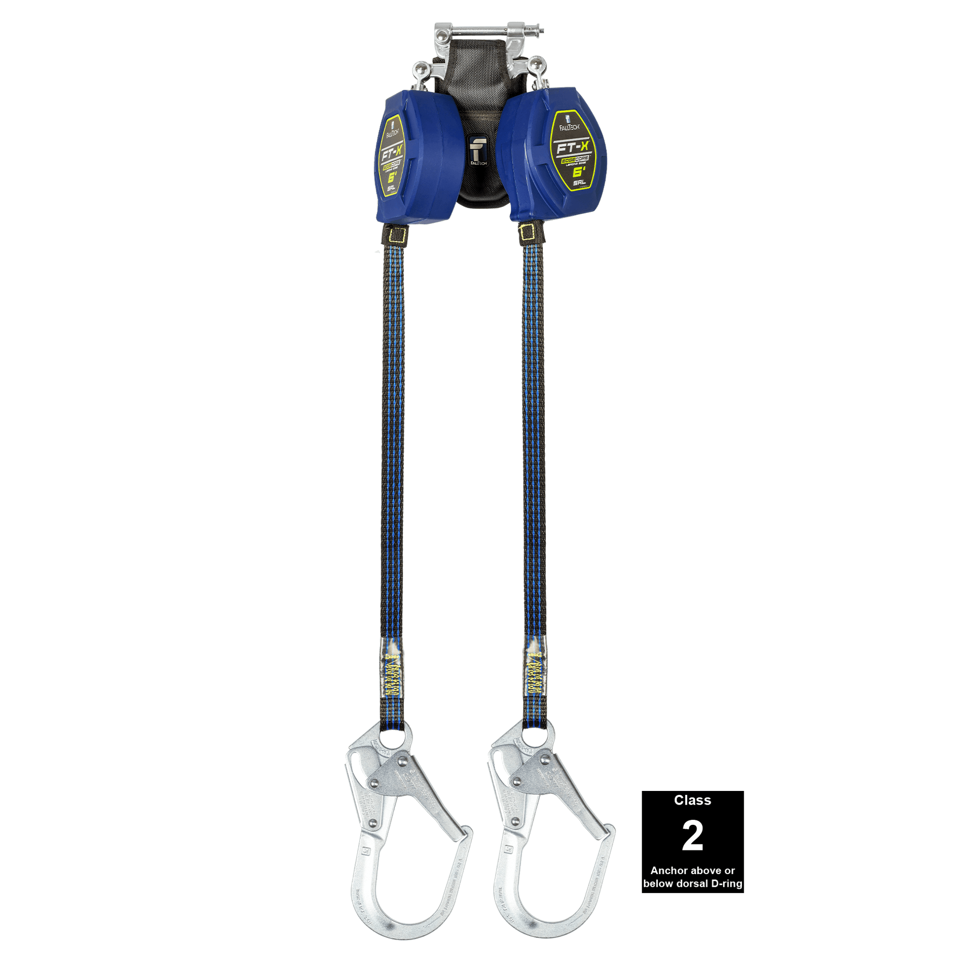 FallTech 6' FT-X Class 2 Twin Leg EdgeCore Leading Edge SRL - Steel Rebar Hooks - 84106TP3