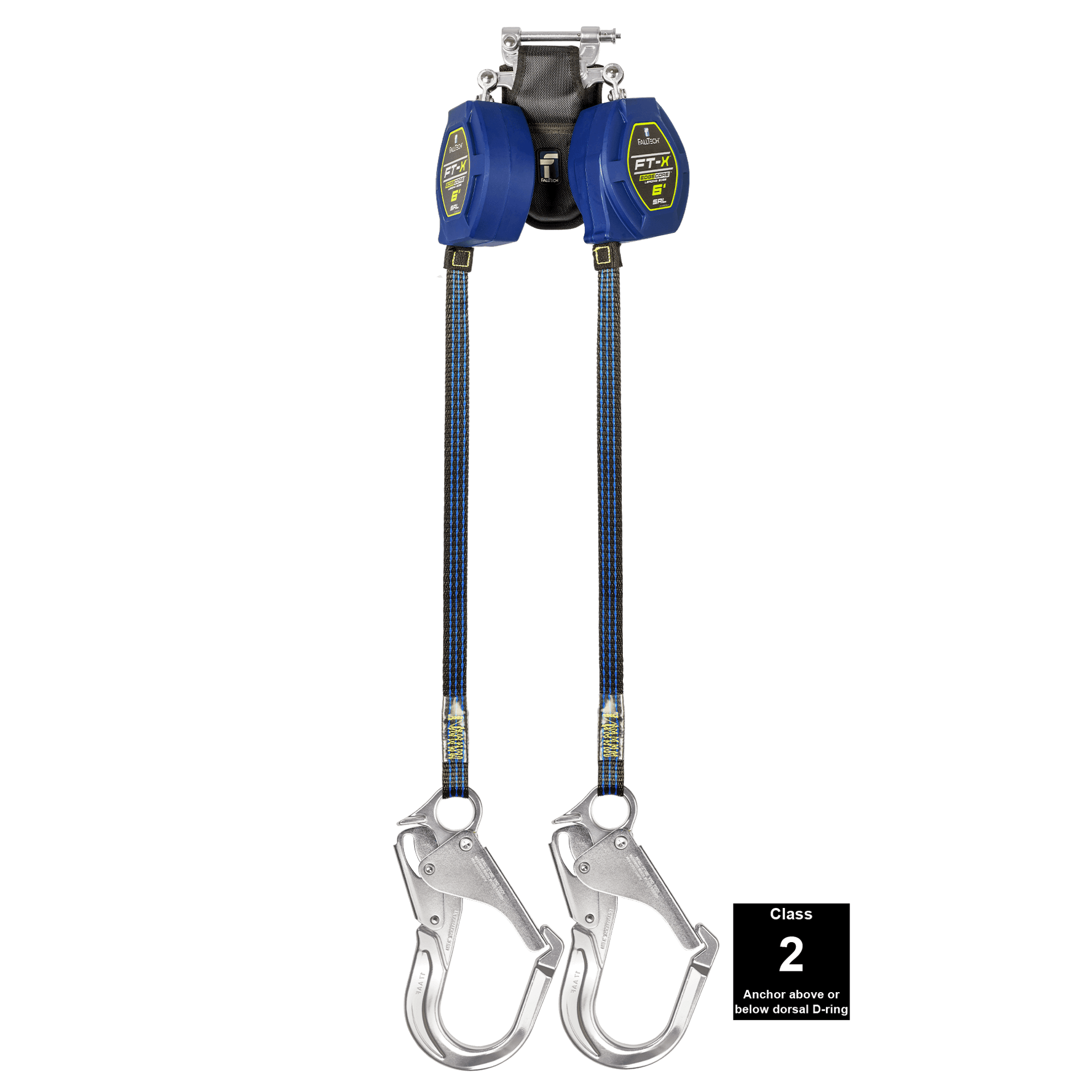 FallTech 6' FT-X Class 2 Twin Leg EdgeCore Leading Edge SRL - Aluminum Rebar Hooks - 84106TP5