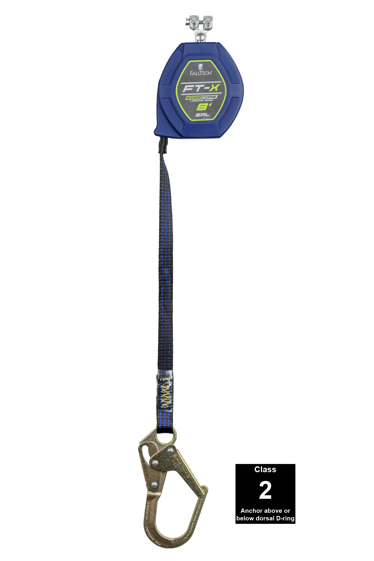 FallTech 8' FT-X EdgeCore Class 2 Leading Edge Personal SRL - Replacement-leg with Steel Mini Rebar Hooks - 84108RP0