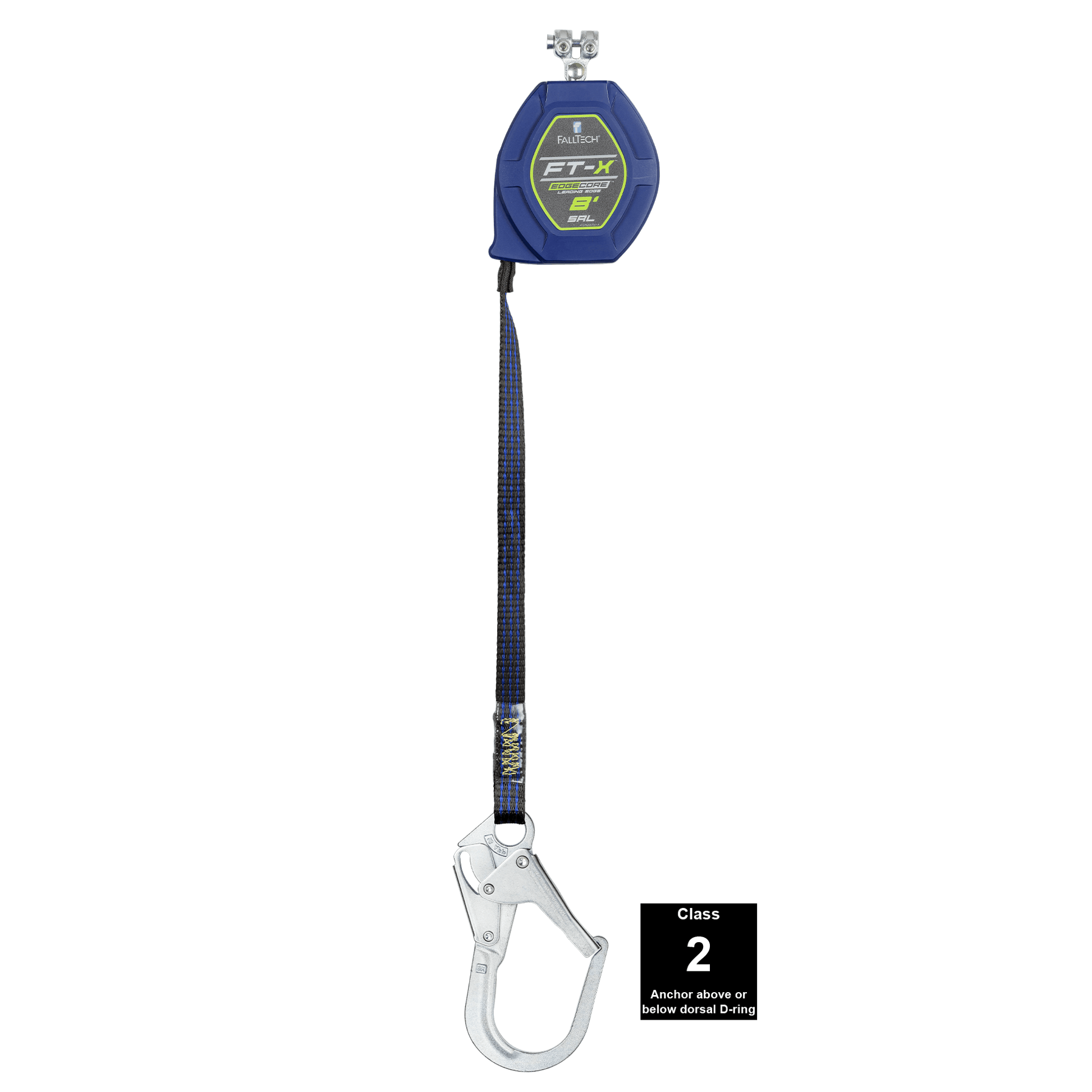 FallTech 8' FT-X EdgeCore Class 2 Leading Edge Personal SRL - Replacement-leg with Steel Rebar Hooks - 84108RP3
