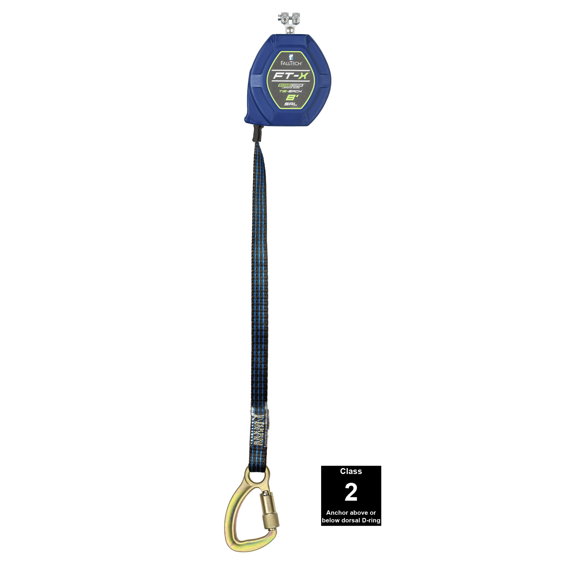 FallTech 8' FT-X EdgeCore Tie-Back Class 2 Leading Edge Personal SRL - Replacement-leg with Steel 5k Carabiner - 84108RP8