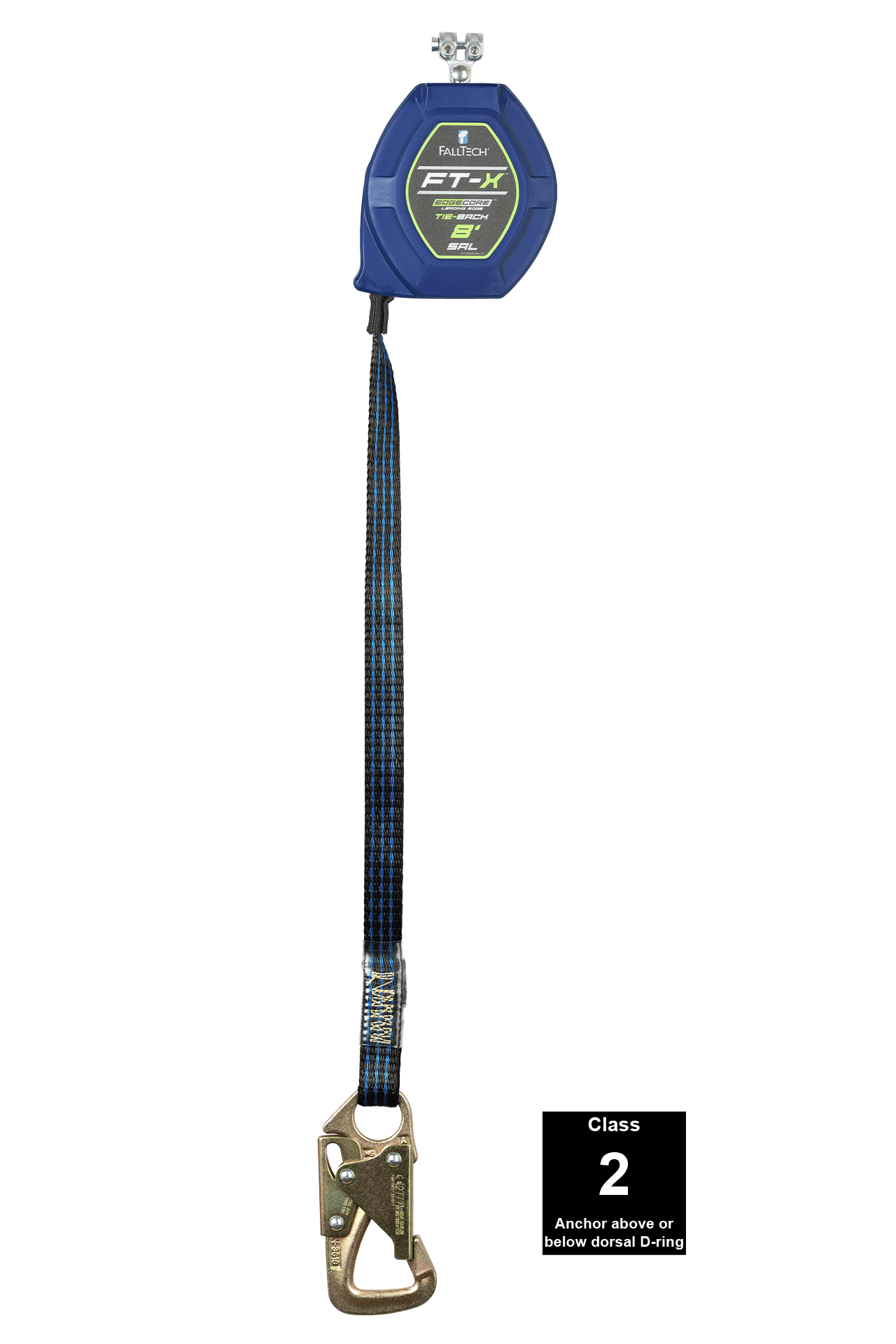 FallTech 8' FT-X EdgeCore Tie-Back Class 2 Leading Edge Personal SRL - Replacement-leg with Steel 5k Snap Hook - 84108RP8S
