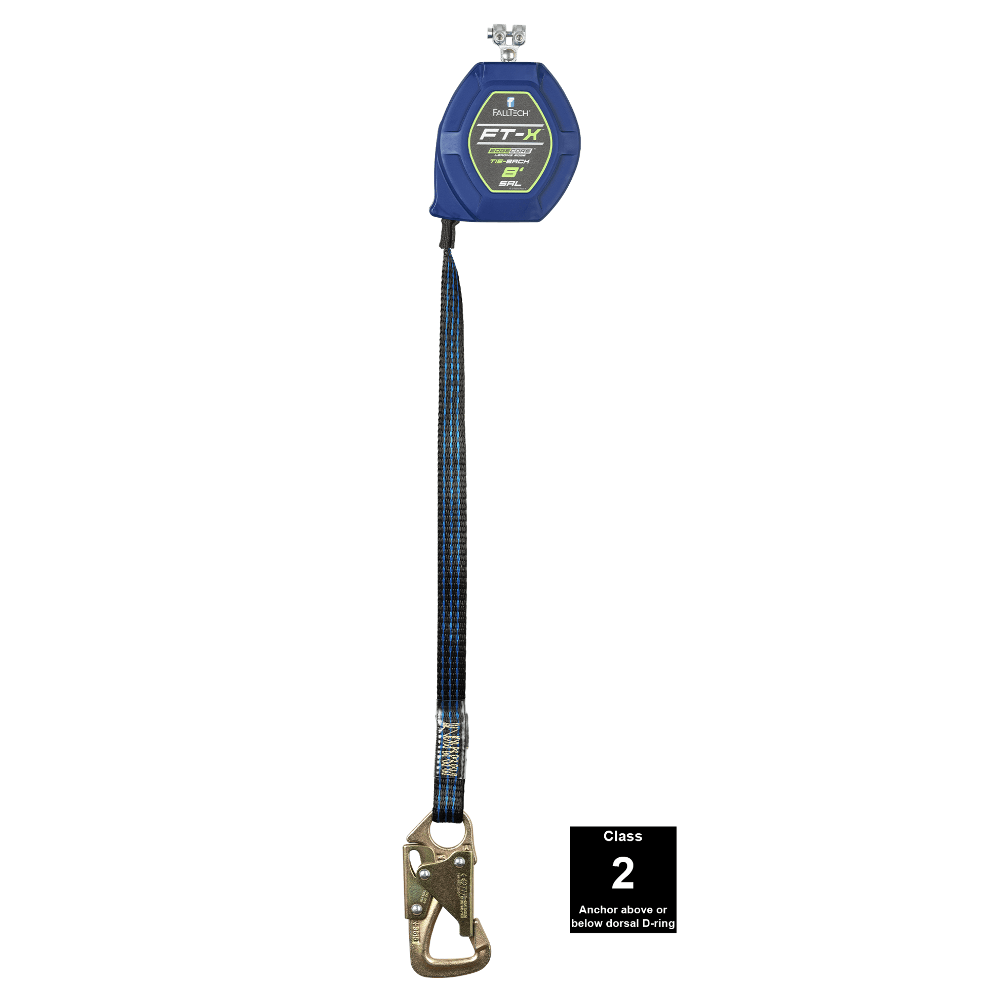 FallTech 8' FT-X EdgeCore Tie-Back Class 2 Leading Edge Personal SRL - Replacement-leg with Steel 5k Snap Hook - 84108RP8S