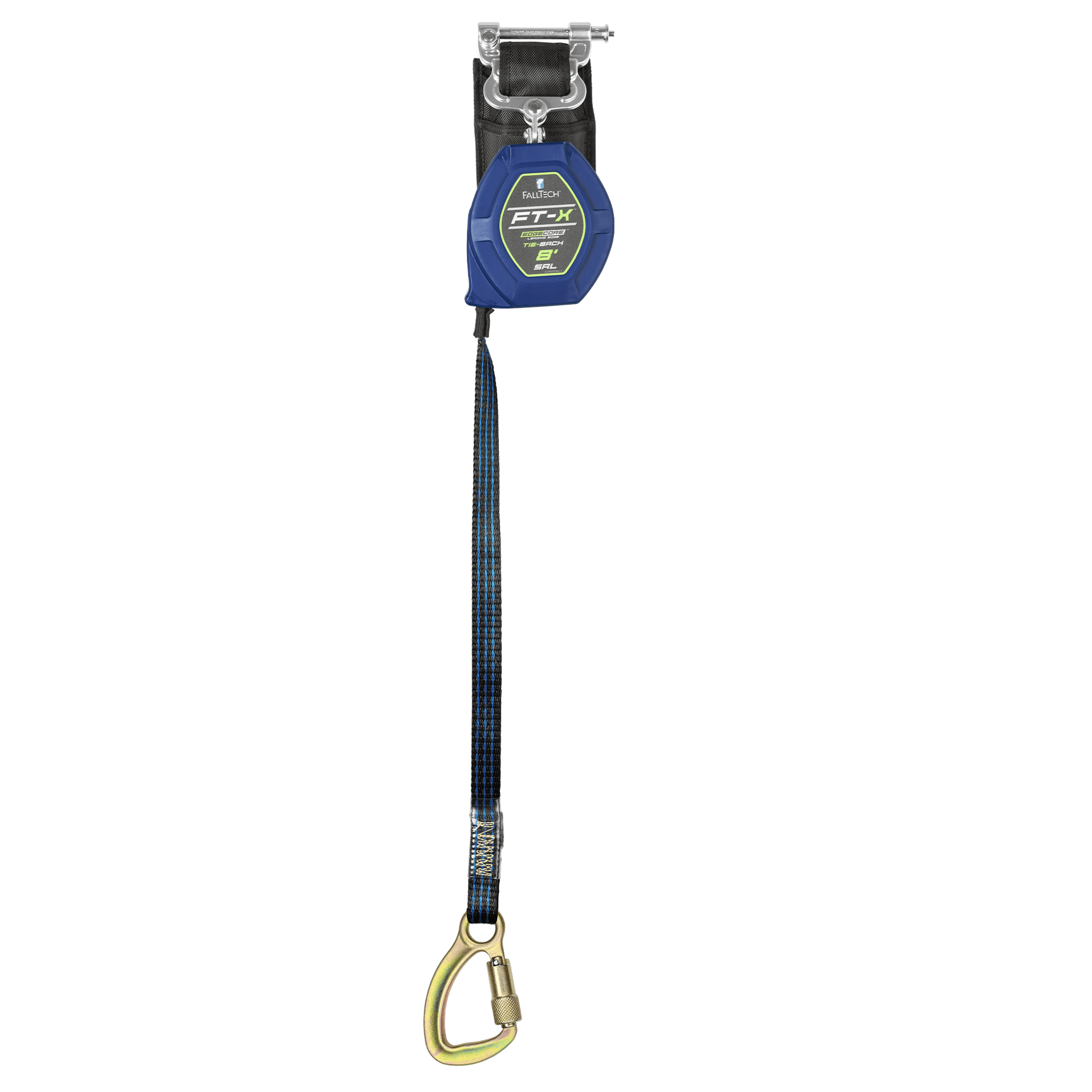 FallTech 8' FT-X Class 2 Single-leg EdgeCore Leading Edge Tie-Back SRL - Steel Carabiner - 84108SP8