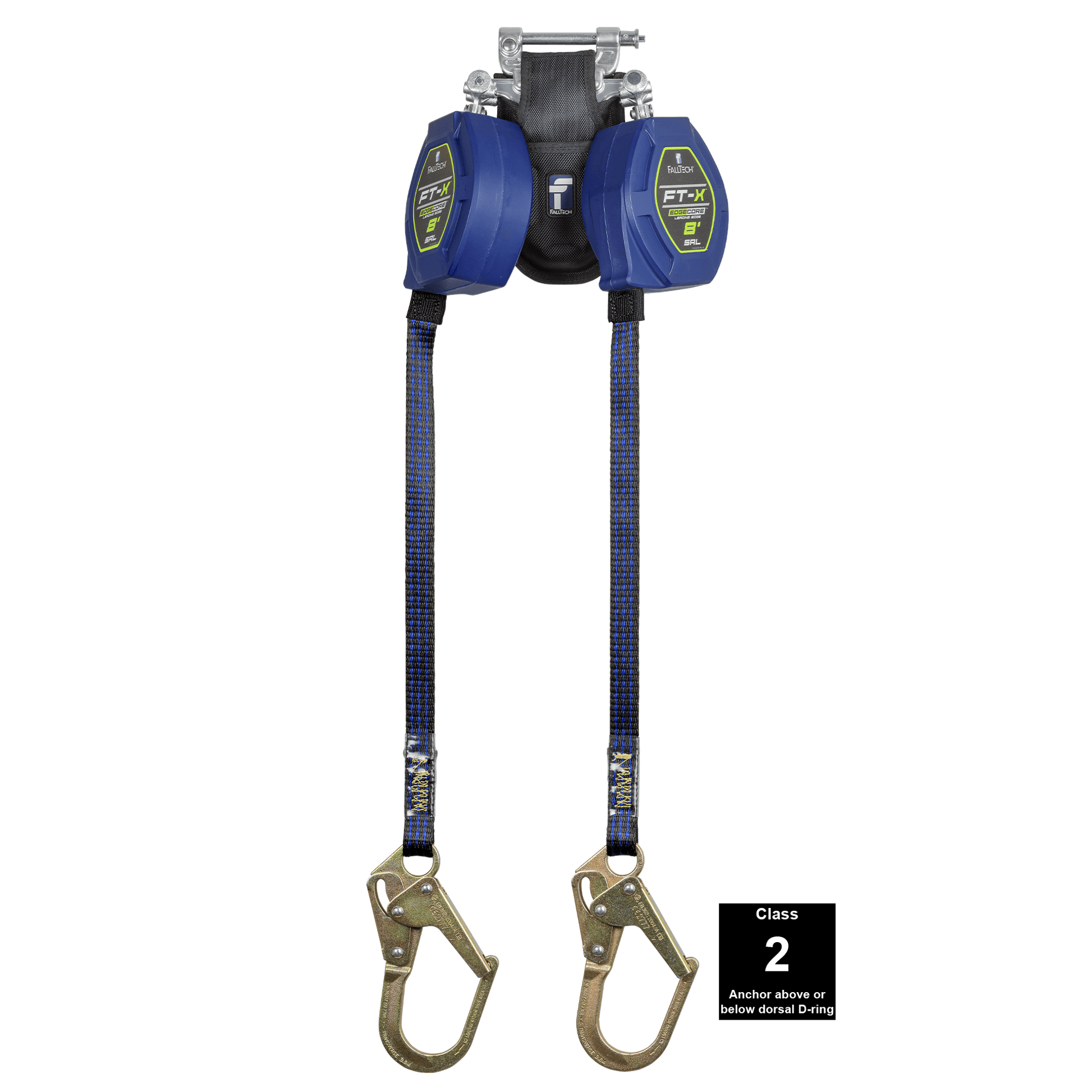 FallTech 8' FT-X Class 2 Twin Leg EdgeCore Leading Edge SRL - Steel Mini Rebar Hooks - 84108TP0