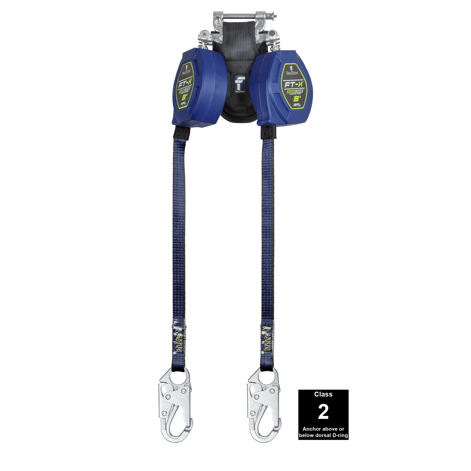 FallTech 8' FT-X Class 2 Twin Leg EdgeCore Leading Edge SRL - Steel Snap Hooks - 84108TP1