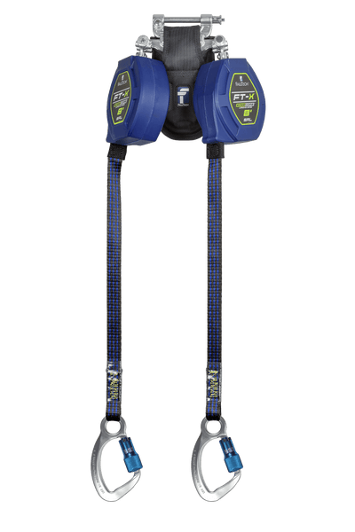 FallTech 8' FT-X Class 2 Twin Leg EdgeCore Leading Edge SRL - Aluminum CE Carabiners - 84108TP6