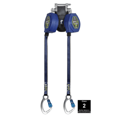 FallTech 8' FT-X Class 2 Twin Leg EdgeCore Leading Edge SRL - Aluminum CE Carabiners - 84108TP6