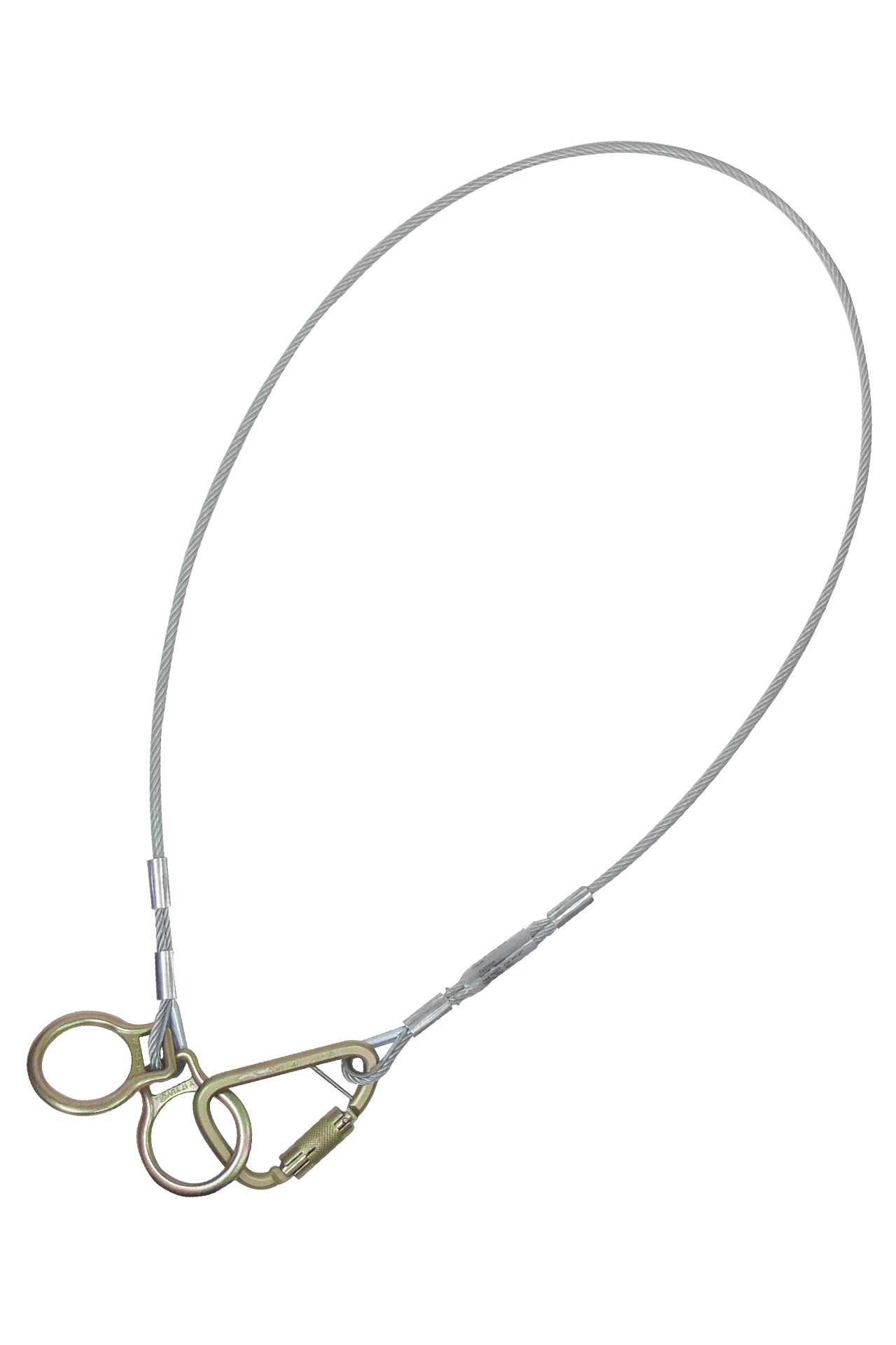 FallTech 3' Cable Carabiner Sling Anchor with Vinyl Coated Galvanized Steel Cable - 84202DC3