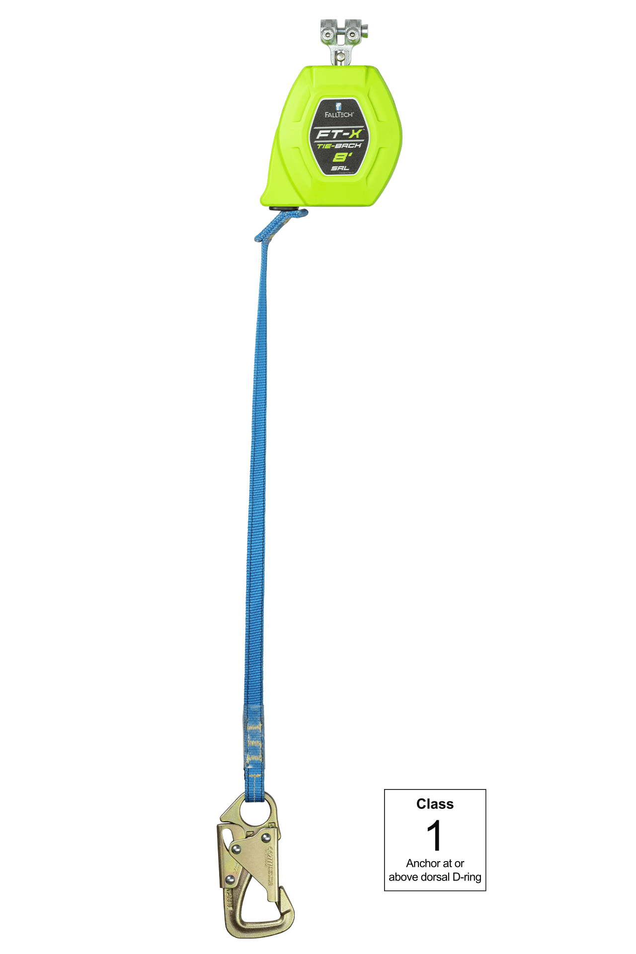 FallTech 8' FT-X Web Tie-Back Class 1 Personal SRL - Replacement-leg with Steel 5k Snap Hook - 84308RP8S