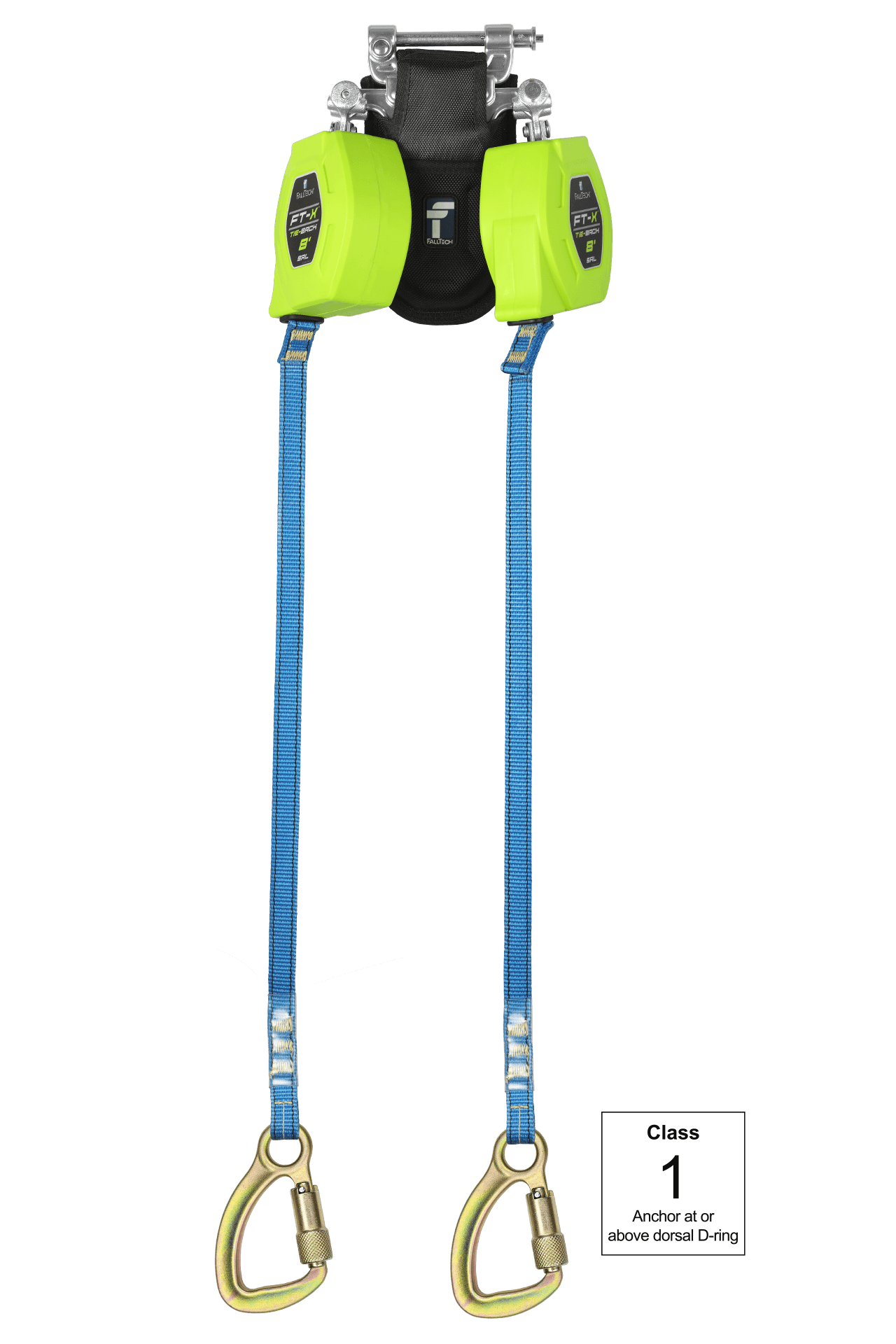 FallTech 8' FT-X Class 1 Twin-leg Tie-Back SRL - Steel Carabiner - 84308TP8