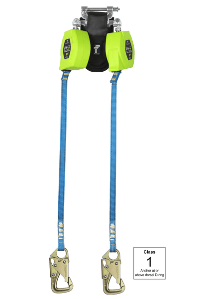 FallTech 8' FT-X Class 1 Twin-leg Tie-Back SRL - Steel Snap Hook - 84308TP8S