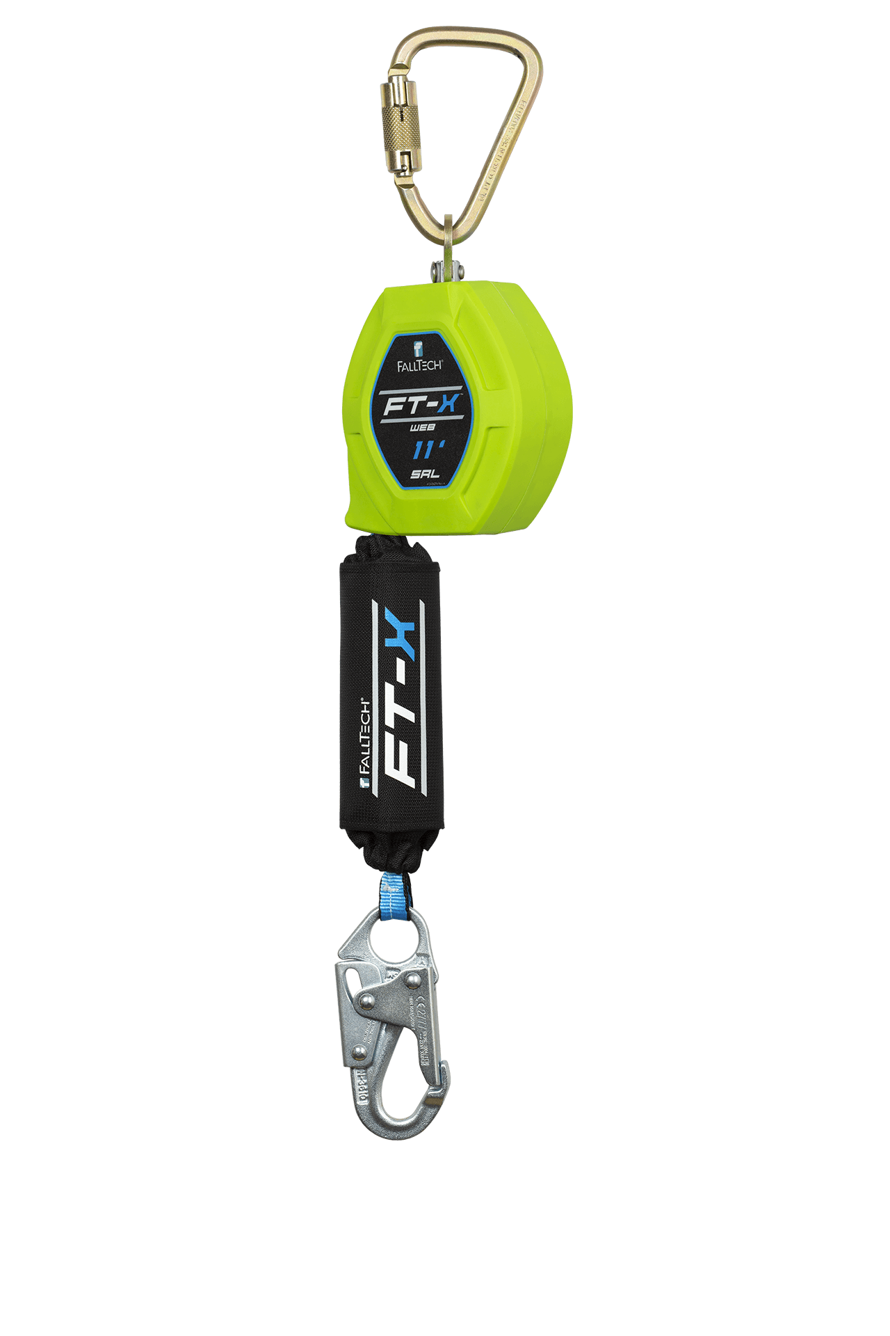 FallTech 11' Single Leg Web FT-X Class 1 SRL-P - Steel Snap Hook &  Steel Dorsal Connecting Carabiner - 84711SC1