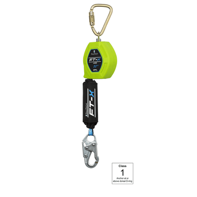 FallTech 11' Single Leg Web FT-X Class 1 SRL-P - Steel Snap Hook &  Steel Dorsal Connecting Carabiner - 84711SC1