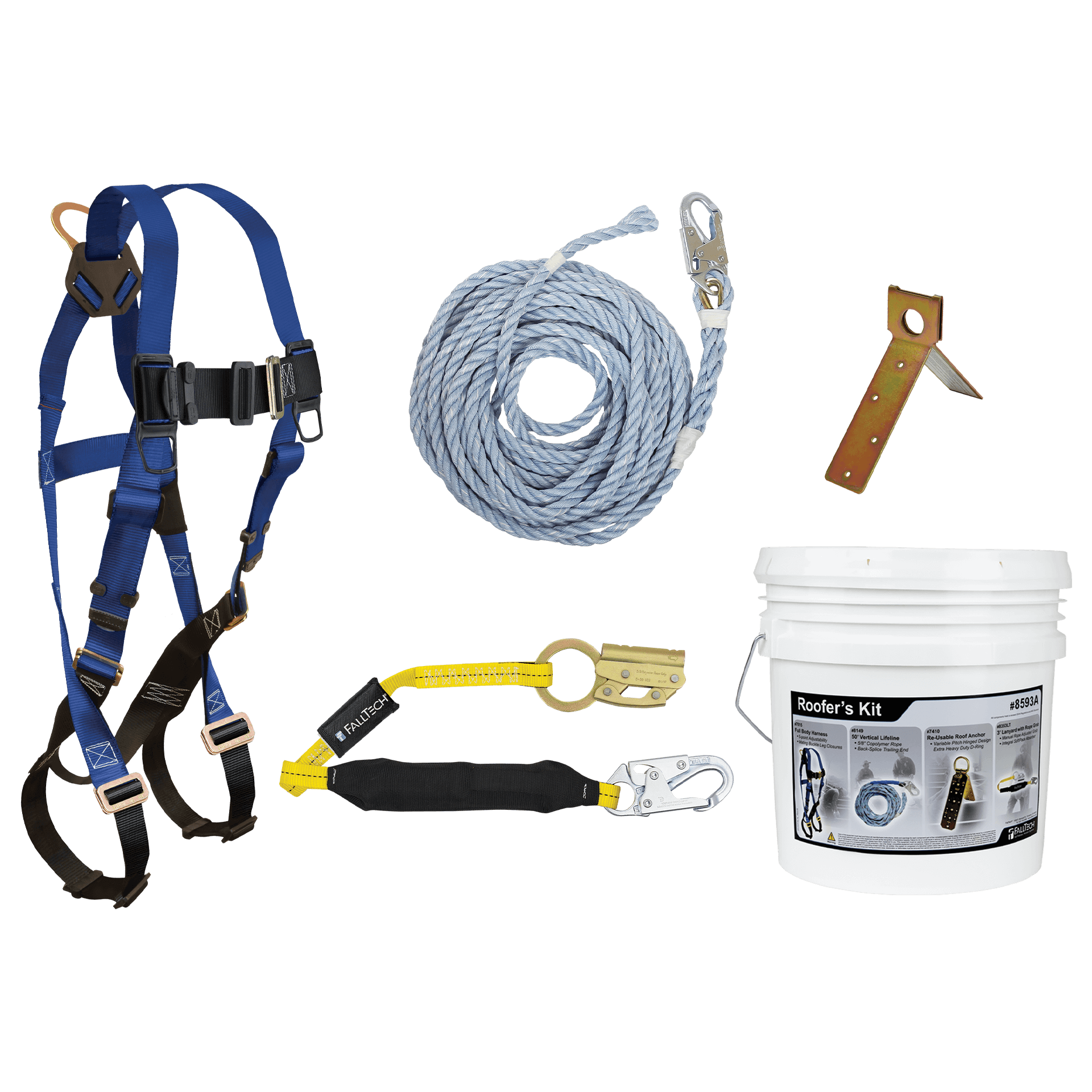 FallTech Roofer's Kit with Single-use Anchor and Manual Rope Adjuster - 8592A