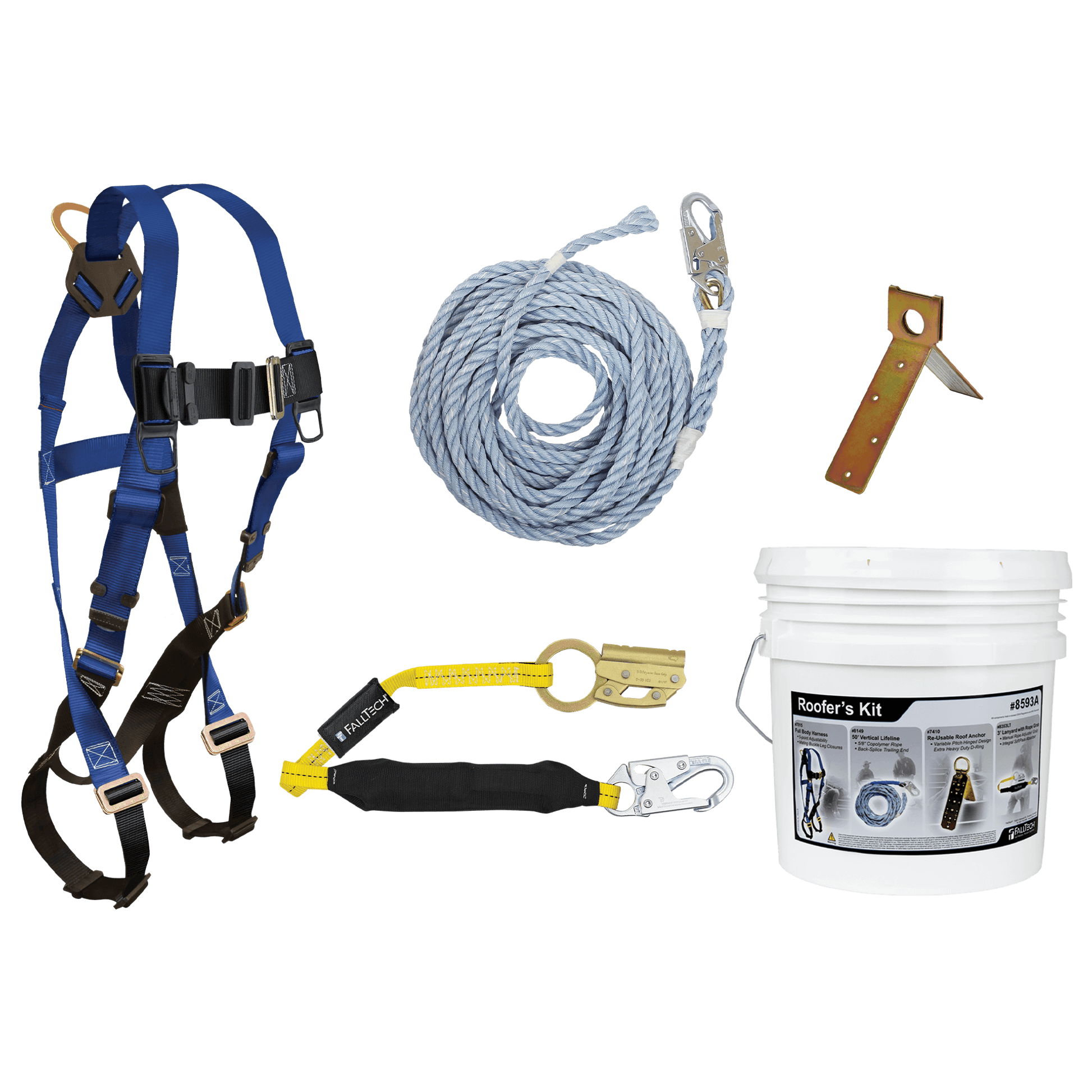 FallTech Roofer's Kit with Single-use Anchor and Manual Rope Adjuster - 8592A