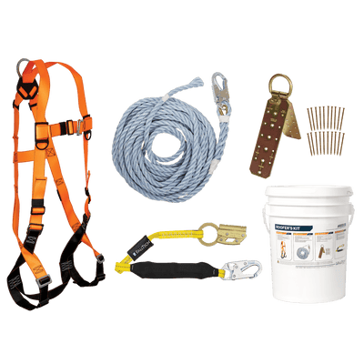 FallTech Roofer's Kit with Hinged Reusable Anchor and Manual Rope Adjuster - 8593B - 8593B