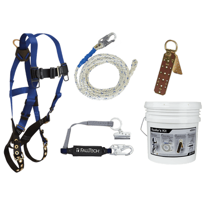 FallTech Roofer's Kit with Hinged Reusable Anchor and Trailing Rope Adjuster - 8595A