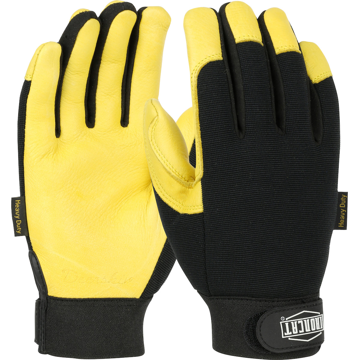 Ironcat Heavy Duty Top Grain Deerskin Leather Palm Glove w/Fabric Back - Gold - 12/PR - 86400