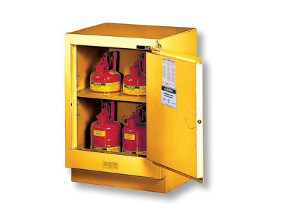 Justrite Under Fume Hood Solvent/Flammable Liquid Safety Cabinet - Cap. 15 Gal. - 1 Shlf - 1 M/C Rgt Door -Yellow - 882400